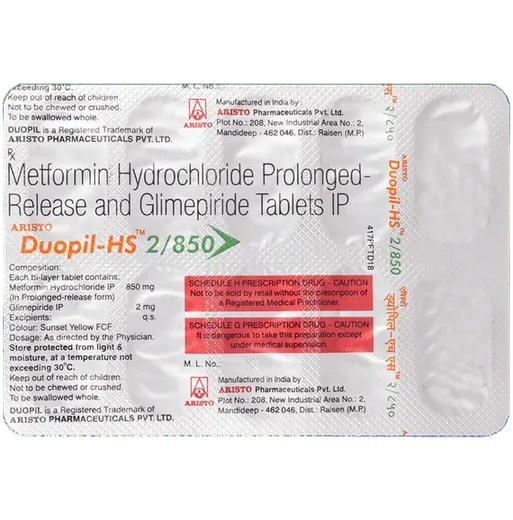 duopil hs 2/850mg tablet 10's